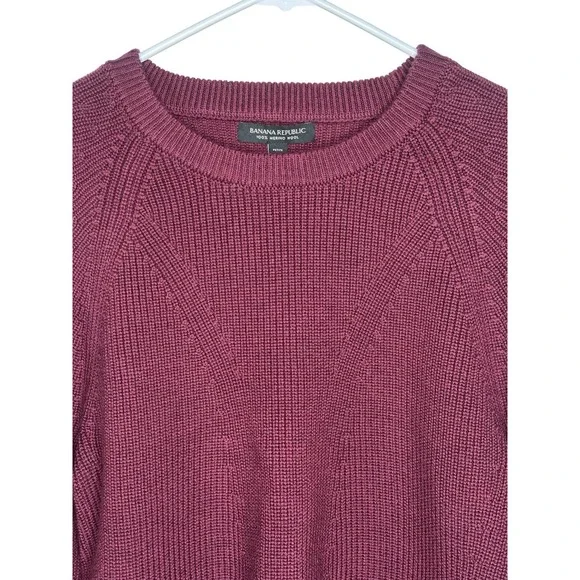 NEW Banana Republic 100% Merino Wool Crew Neck Petite SMALL PS Burgundy Womens - Picture 3 of 8
